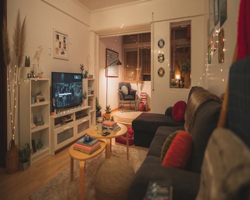 Warm ambient lighting in a cozy room
